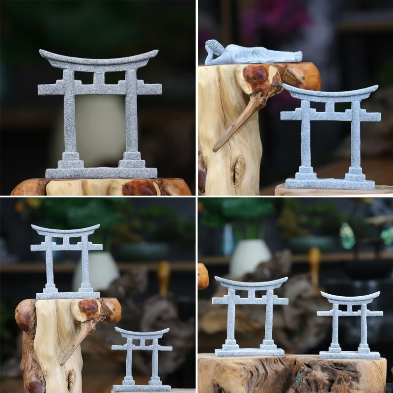 Japanese Torii Gate Fish Tanks Decorations Aquariums Statue Decor Bridge Stone Ornament for Garden Dollhouse Home Gift