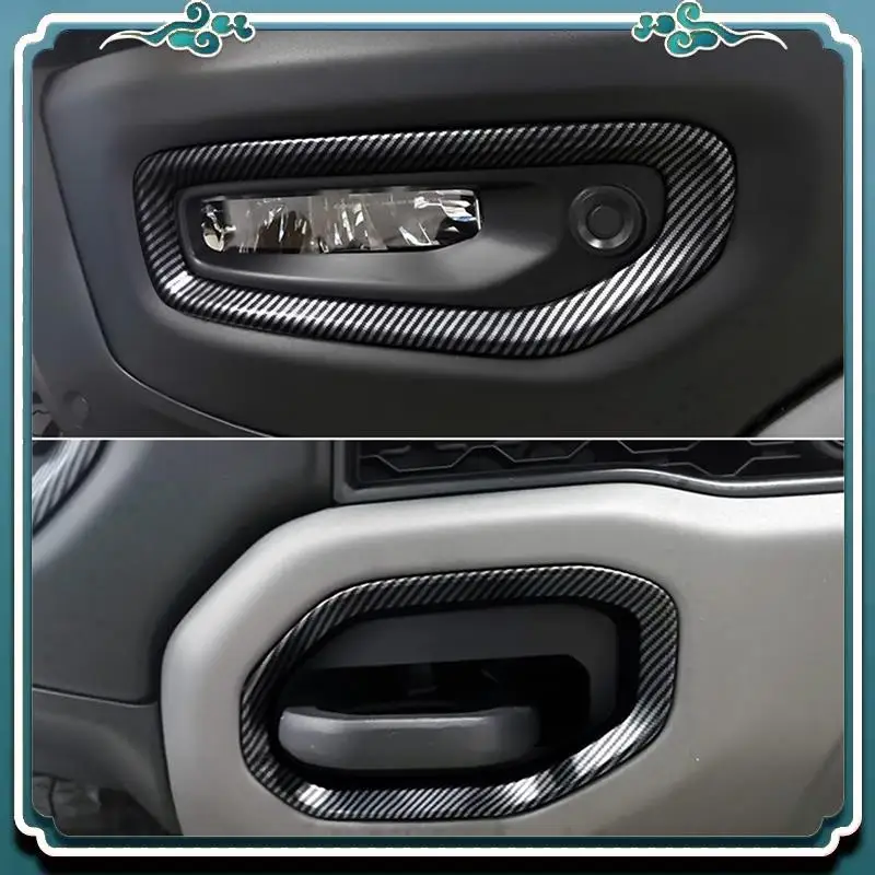 

ABTU-4 шт., аксессуары для Dodge Ram 1500 TRX 2021-2023, передняя противотуманная фара автомобиля, накладка, аксессуары из АБС-пластика, углеродное волокно