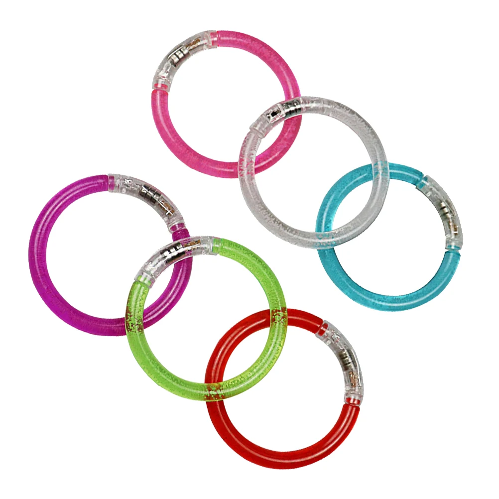 

6 Pcs Glow Bracelets Luminous Acrylic Beads Glowing Party Wristbands Concerts Safety Kids Adults Adjustable Size Visibility Hand