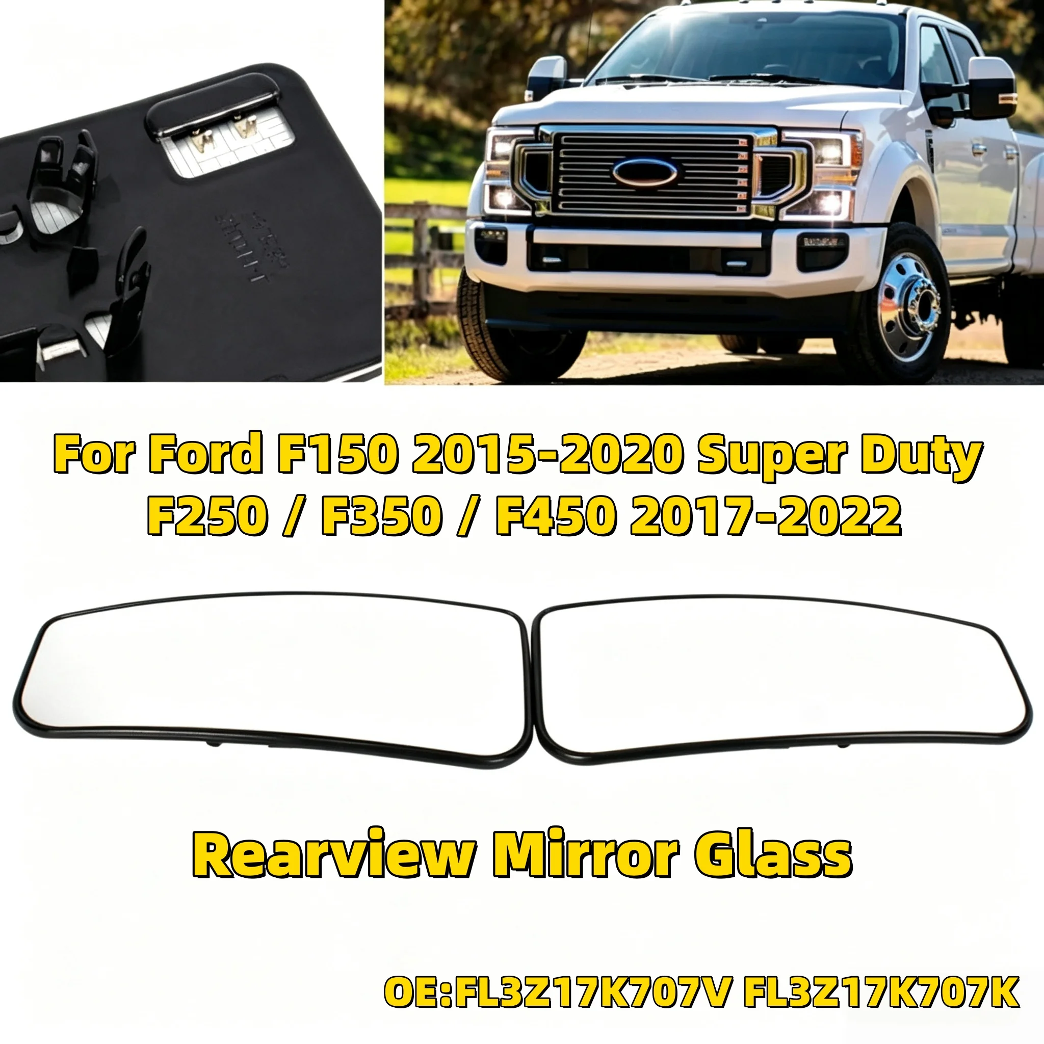 FL3Z17K707V FL3Z17K707K Ersatz-Rückspiegelglas für Ford F150 2015-2020 Super Duty F250 / F350 / F450 2017-2022