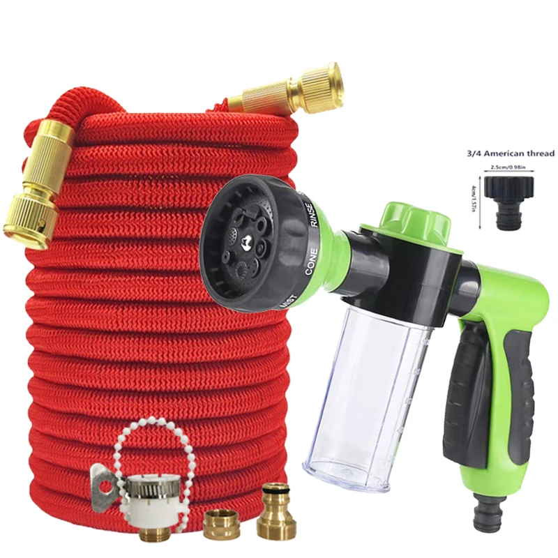 

Расширяемый садовый шланг 25–12 футов, садовый шланг для водяного пистолета с регулируемым высоким давлением, инструменты для чистящего водяного пистолета