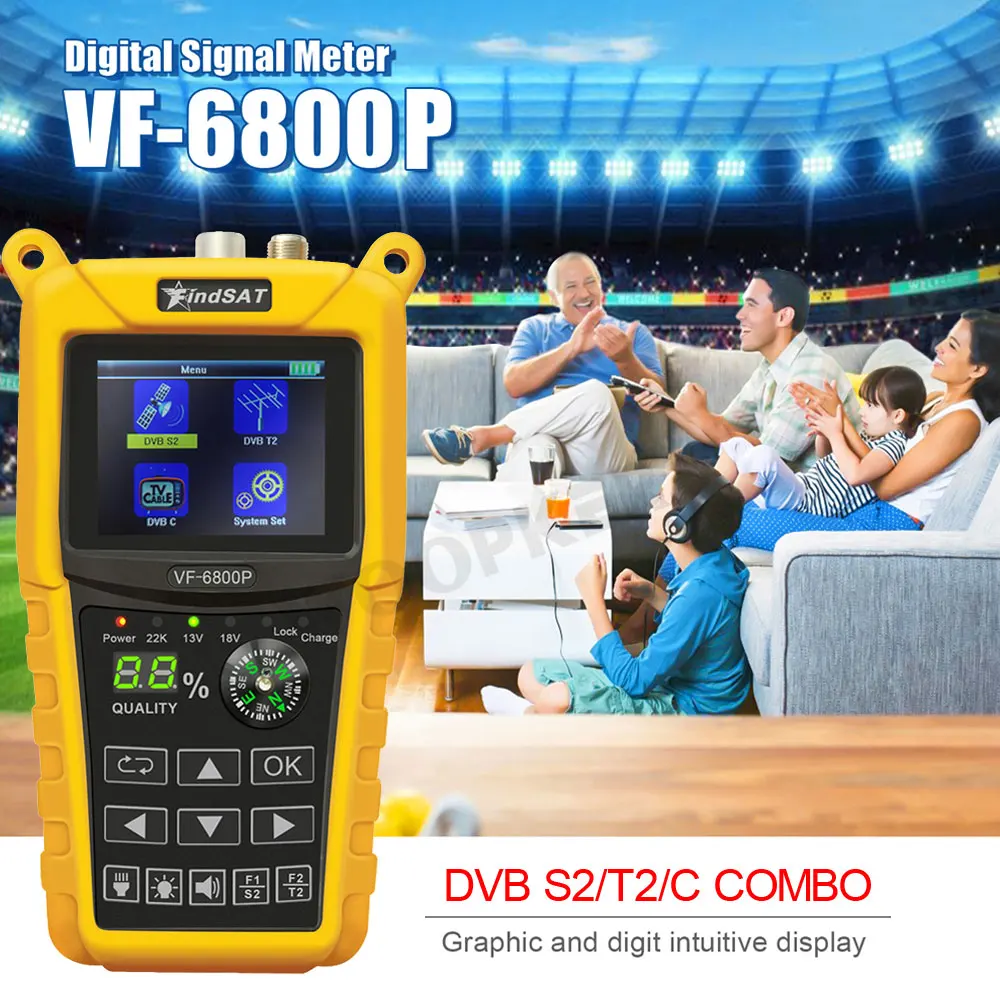 Cercatore Di Satellite Digitale VF6800P – Supporta DVB-S2/T2/C, Schermo LCD 2,4″, Batteria Ricaricabile E Bussola - 2