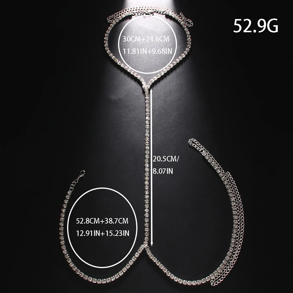 Full Rhinestone Chest Chain Bikini Body Jewelry Sexy Necklace Crystal Harness Cosplay Lingerie Luxury Women Accessory Nightclub