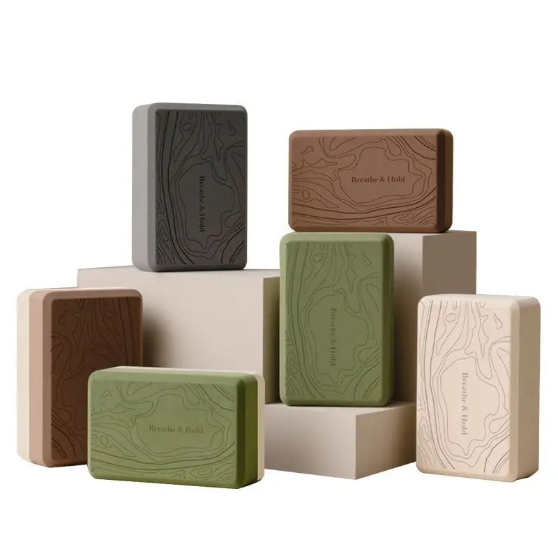 Non-Slip High Density EVA Yoga Block, Contour Line Pattern Two-Tone Brick for Practice, Pilates, Stretching, Balance Training,