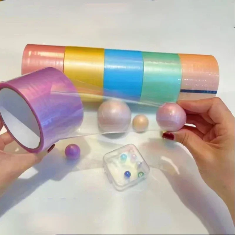 6 Rolls Adhesive Tapes Sticky Ball Tapes Colorful Stress Relaxing Sticky Ball Tape Party for Relaxing Toy Rolling Craft Gifts