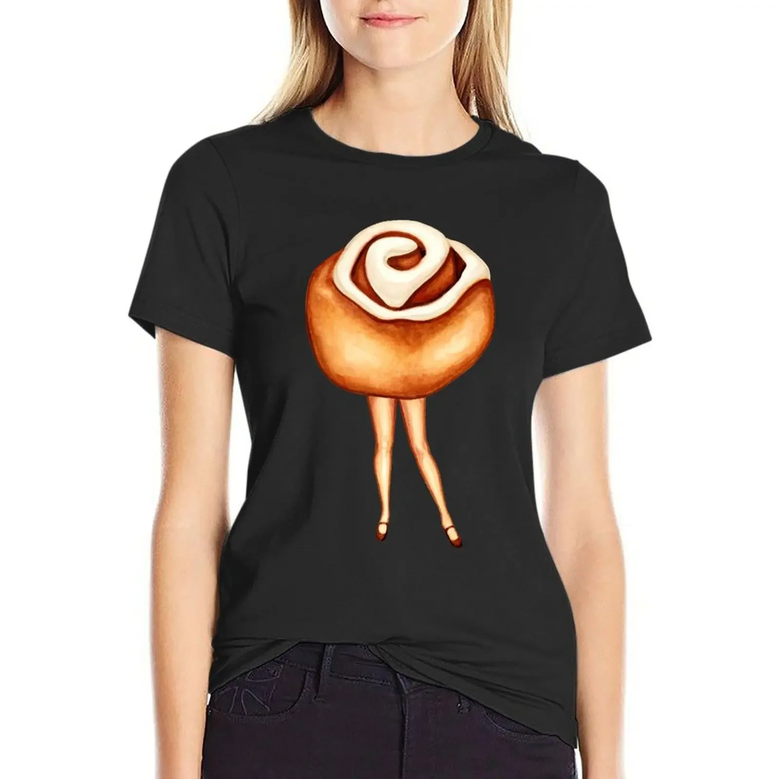 

Cinnamon Roll Pin-Up T-Shirt customs Female clothing animal prinfor tees rock and roll t shirts for Women