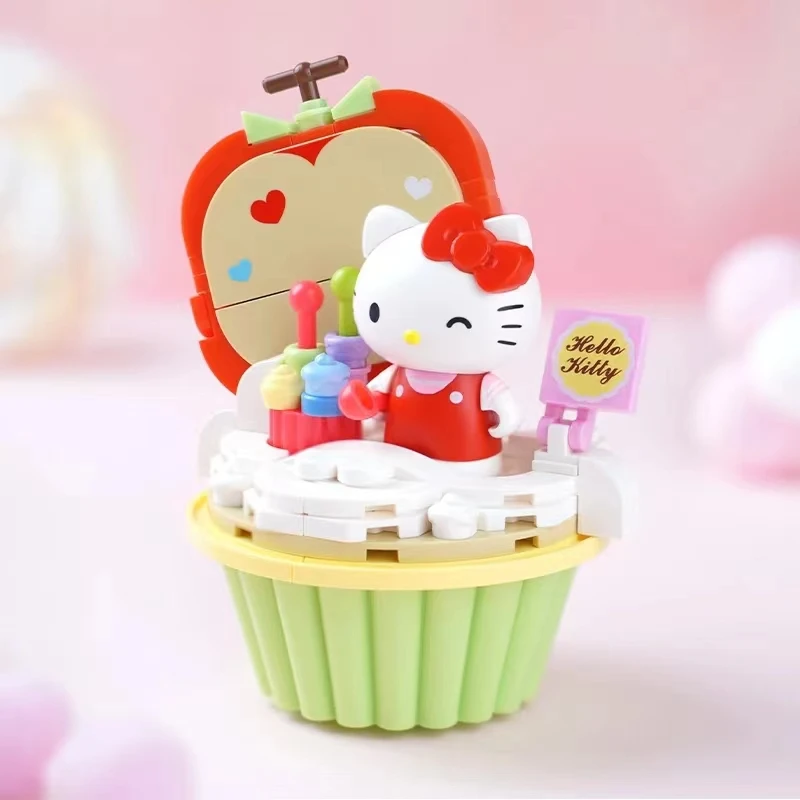 Sanrio Kuromi Hello Kitty Blocks Original Seriesเค้กการ์ตูนประกอบอาคารบล็อกของเล่นCinnamoroll My Melody Girls Collection