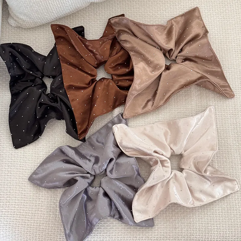 

Korean rhinestone square large hair band women girl elastic tie scrunchies adults leading fashion popular vintage kpop Designer