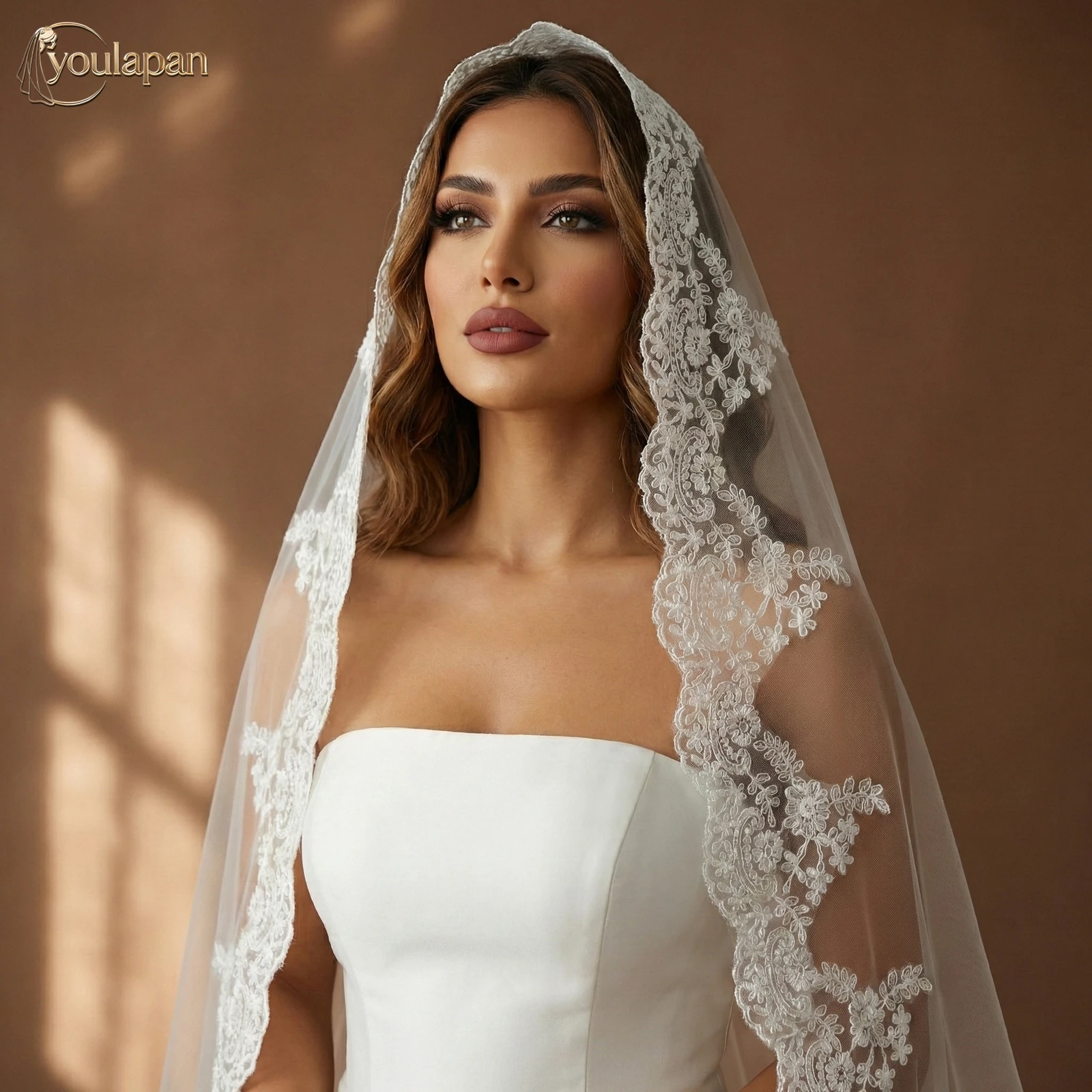 TOPQUEEN Mantilla Encaje Espa ñ Ola Velo De Novicas Cathedral Covering The Face Front And Rear Wedding Accessories M49