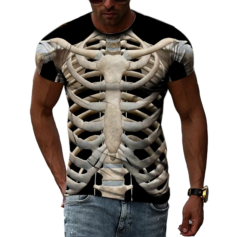 New 3D Interesting Funny Bones Men T-shirt Summer Fashion Personality Street Style Printed Tees Hip Hop harajuku Short Sleeve