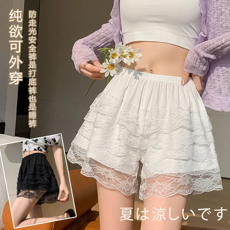 Floral Lace Lolita Safety Pants Women 2023 Summer Shorts Petticoat Underpants Girls Fashion Princess Loose Shorts