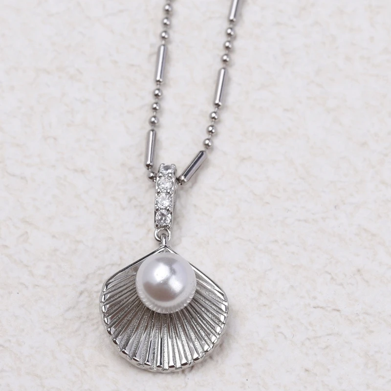 ENSHIR Simple Shell Pearls Shaped Pendants Necklace for Women Drop Necklace Trendy Jewelry Daily