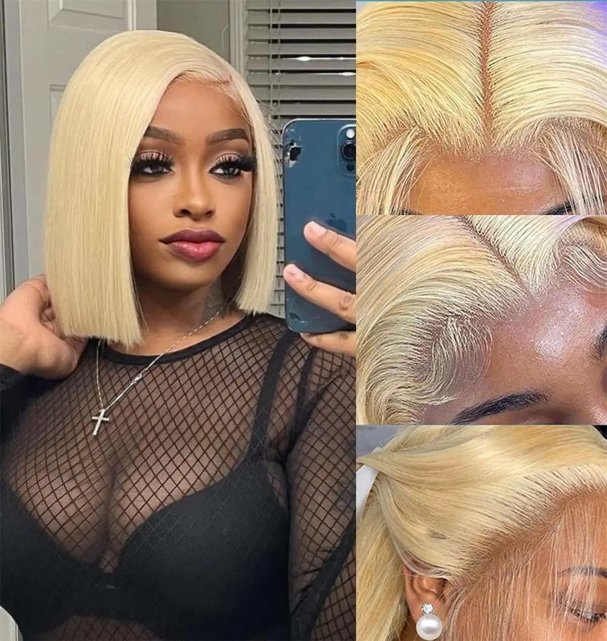 613 Blonde 13x4 Short Bob Lace Front Wig Straight Human Hair Raw Vietnamese Undetectable Lace Wig Natural Hairline Glueless Wigs