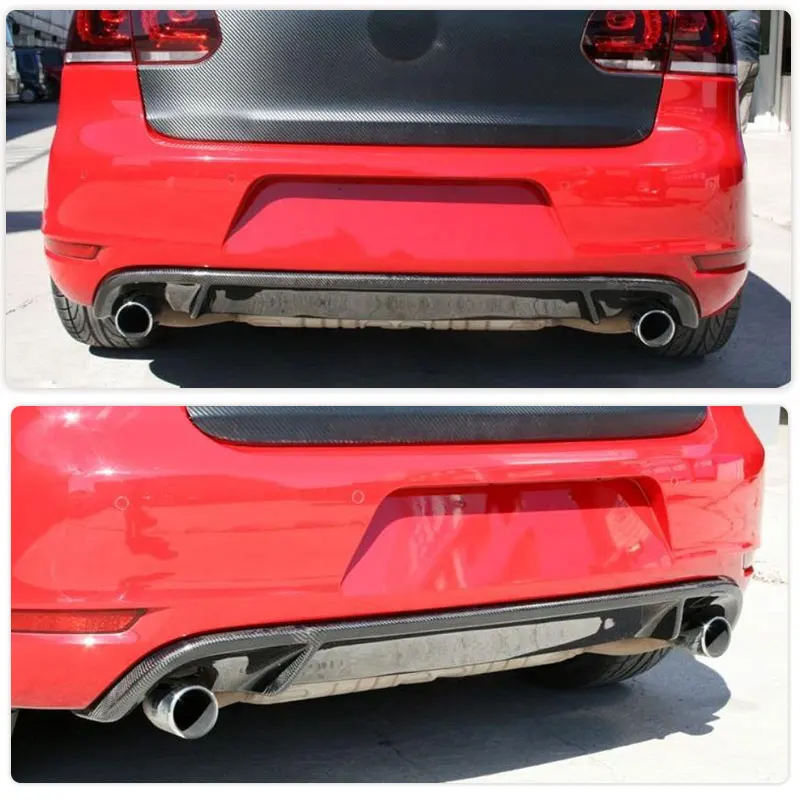 for Volkswagen VW Golf 6 VI MK6 GTI 2010-2013 Carbon Fiber Car Rear Bumper Diffuser Lip Spoiler Rear Diffuser Body Kit FRP