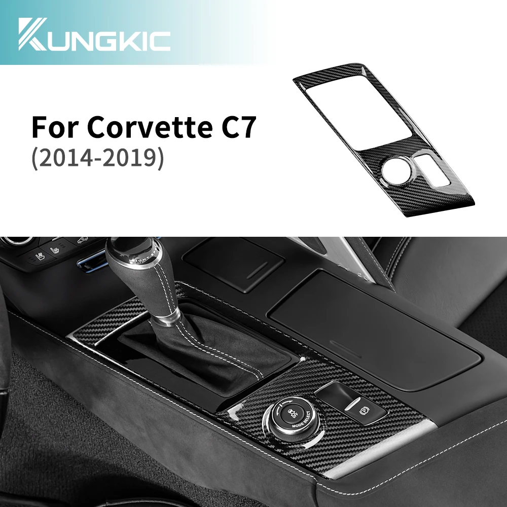 

For Chevrolet Corvette C7 2014 2015 2016 2017 2018 2019 LHD Dry Carbon Fiber Car Gear Shift Panel Sticker Accessories