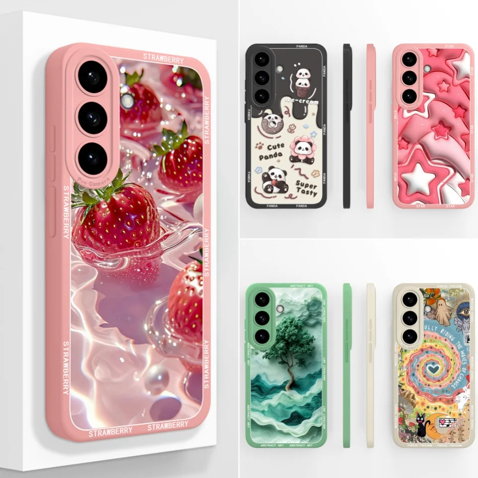 Pretty Strawberry Cases For Samsung Galaxy S26 FE Case Lens Protection Coque For S26 Plus Back Cover S26 Ultra Phone Funda Shell