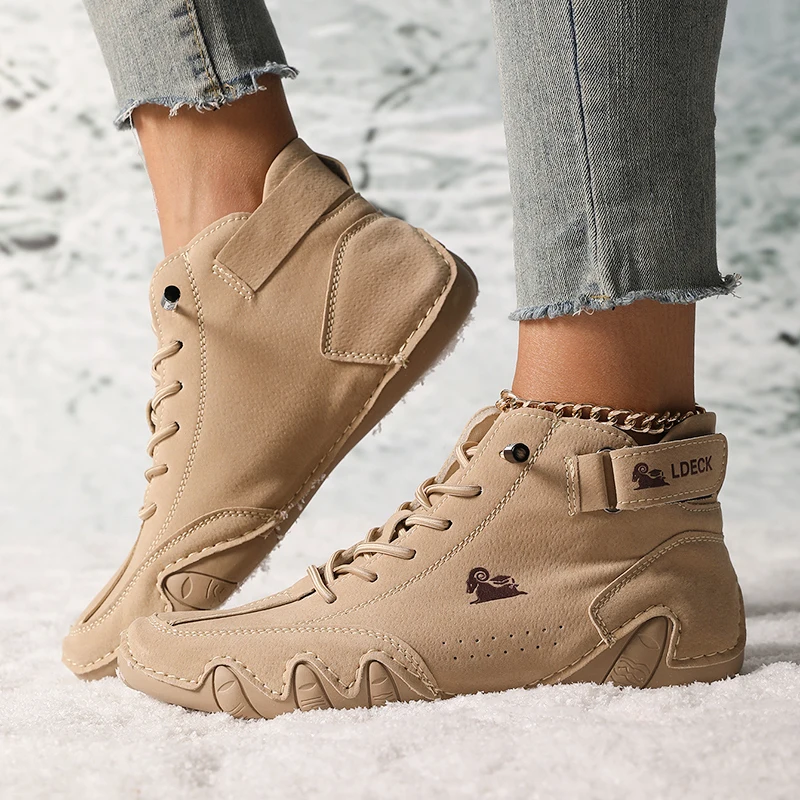 Boots for Women Winter Shoes Waterproof Ankle Boots Luxury Comfortable Warm Fur Plush Snow Boot Leather Casual Short Boots