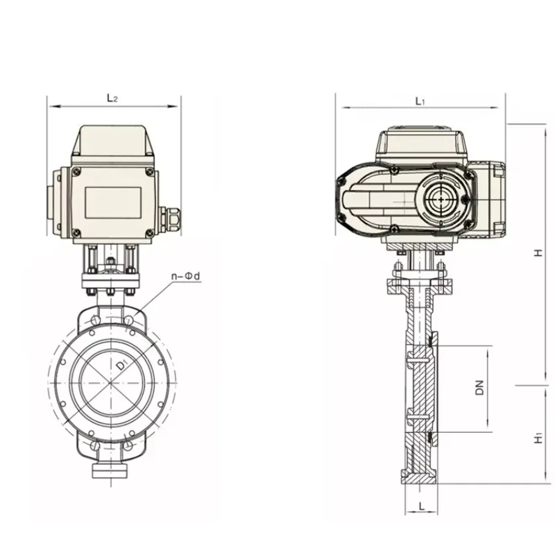 Stainless steel 304 316 pair of clip-on electric hard seal butterfly valve