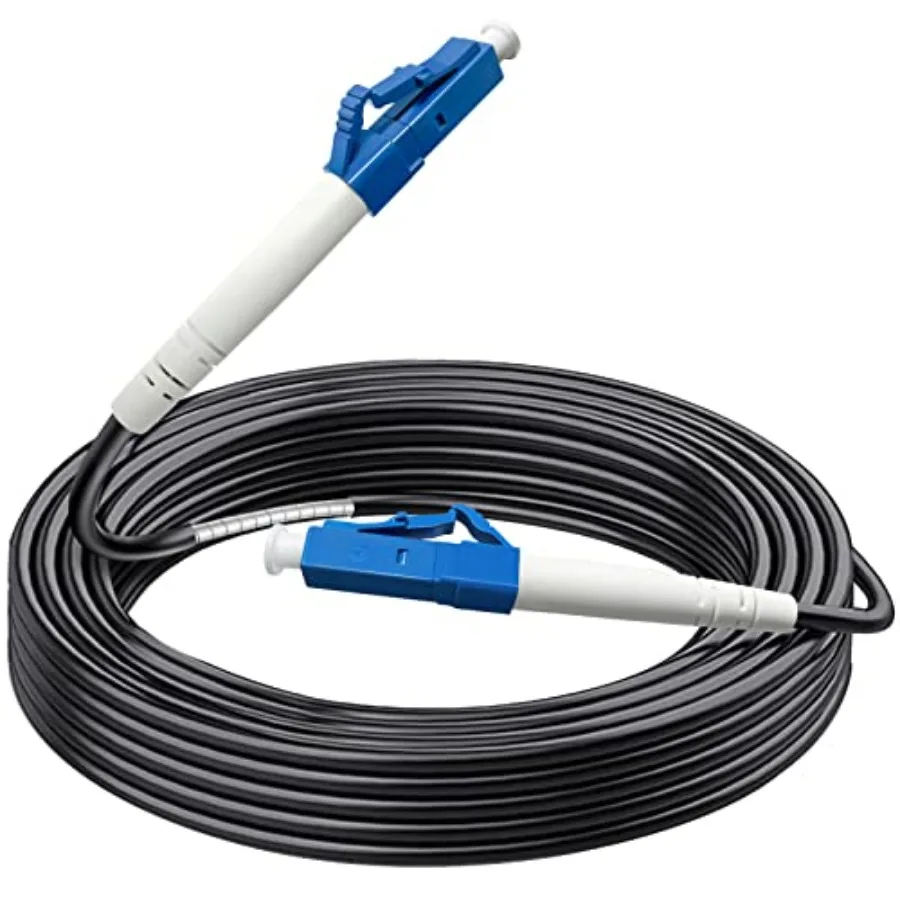 

【New model】100 Feet 30 Meters LC to LC Outdoor Armored Simplex Fiber Patch Cable Single Mode Fiber Optic Cable Jumper Optical P