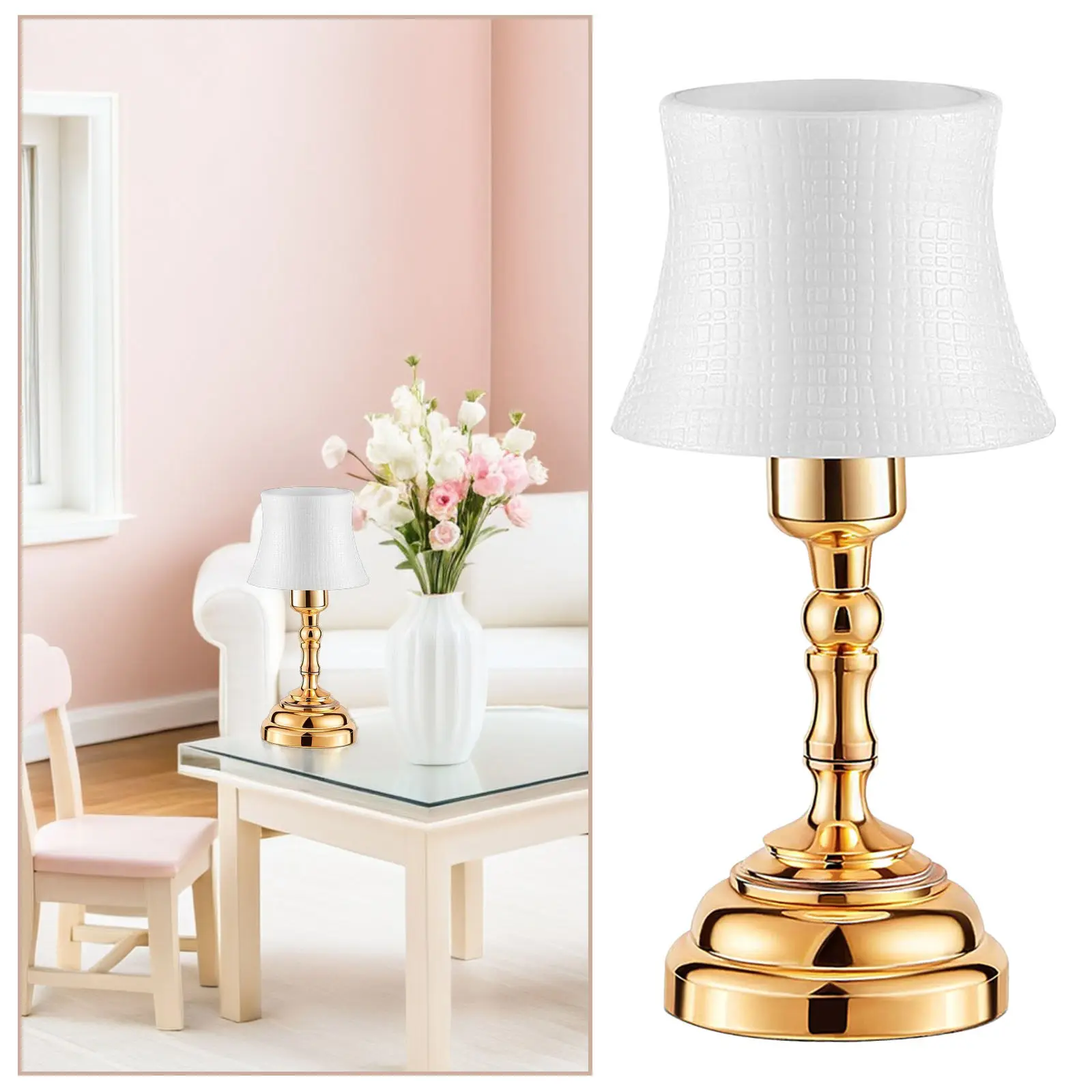 

Modern Mini Dollhouse Lamp 1:12 Scale LED Lighting White Shade Metal Construction for Realistic Room Ambience Dollhouse