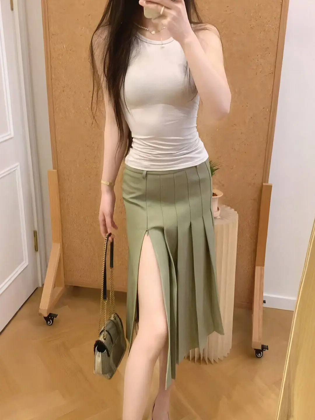 

Spicy Girl Style Slim Fit Summer Outfit round Neck Sleeveless Top High Waist Skirt Two Piece Set Breathable Casual Wear