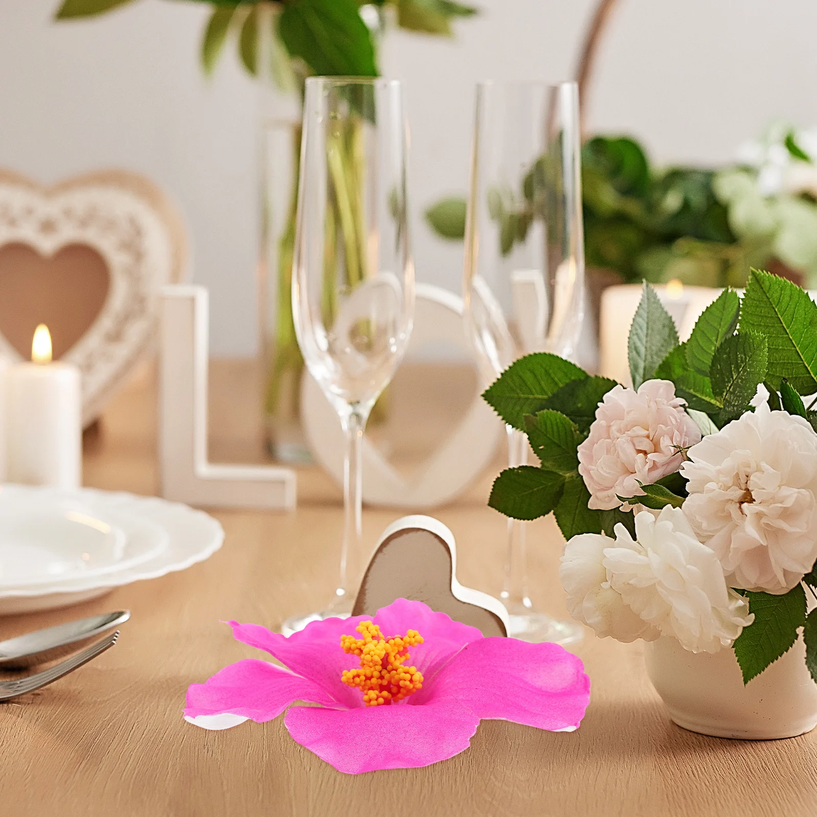 

10 Pcs Summer Artificial Hibiscus Flower Flowers Leaf Party Decoration Eva Plastic