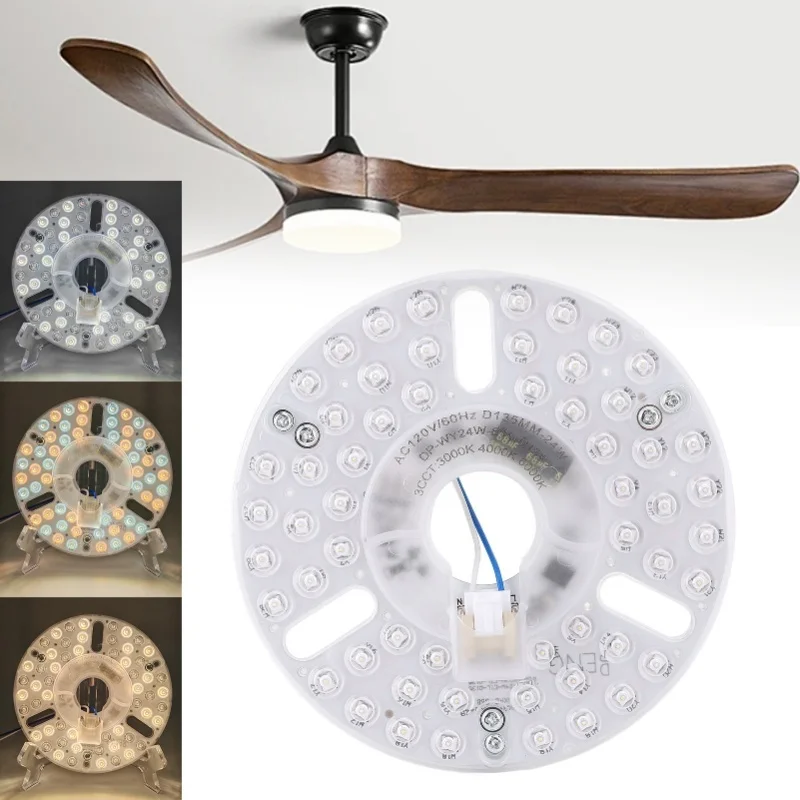 5.3 Inch Ceiling Fan LED Light Replacement 24W 3CCT Dimmable Magnetic LED Fan Light Board Panel Retrofit Light With Memory 110V