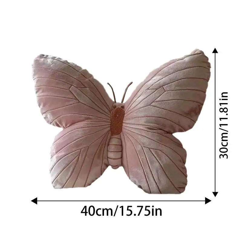 15.7 나비 박제 베개, 부드러운 좌석 쿠션, 우아한 나비 디자인, 방 장식 베개, 소파 쿠션, 수면, X 11.8 인치