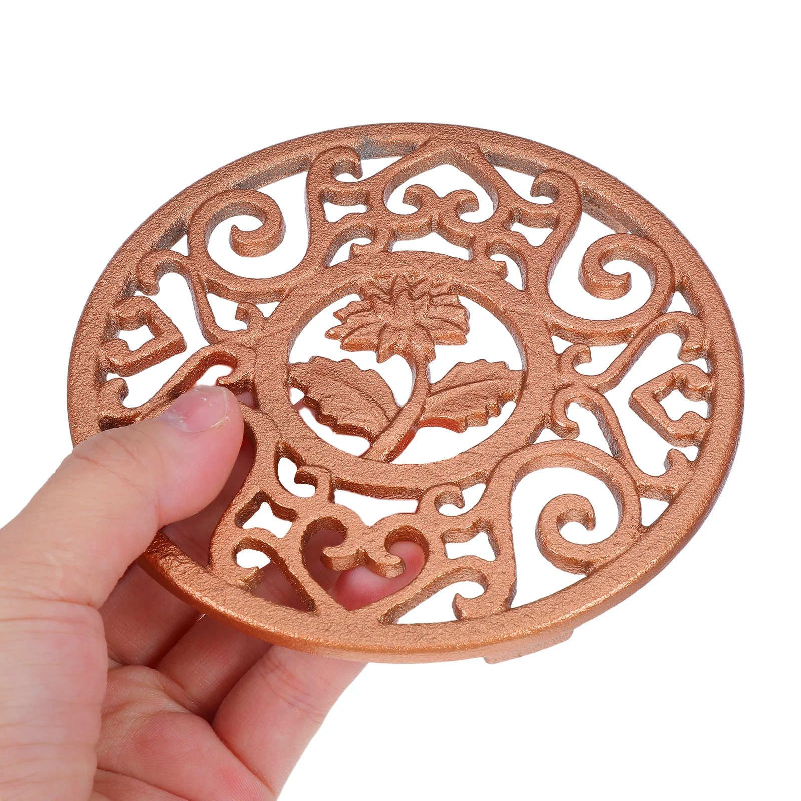 

12Cm Cast Iron Trivet Stand Heat Resistant Vintage Floral Design For Kitchen Stove Campfire Cooking Tripod Outdoor Camping Pot