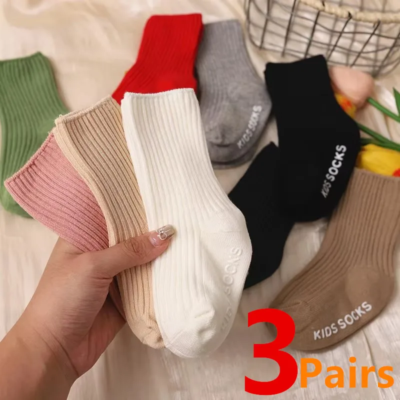 

3Pairs/Lot Baby Non-Slip Socks Kids Boys Girls Cotton Stripe Soft Sock Children Toddler Casual Short Socks For 0-3Years