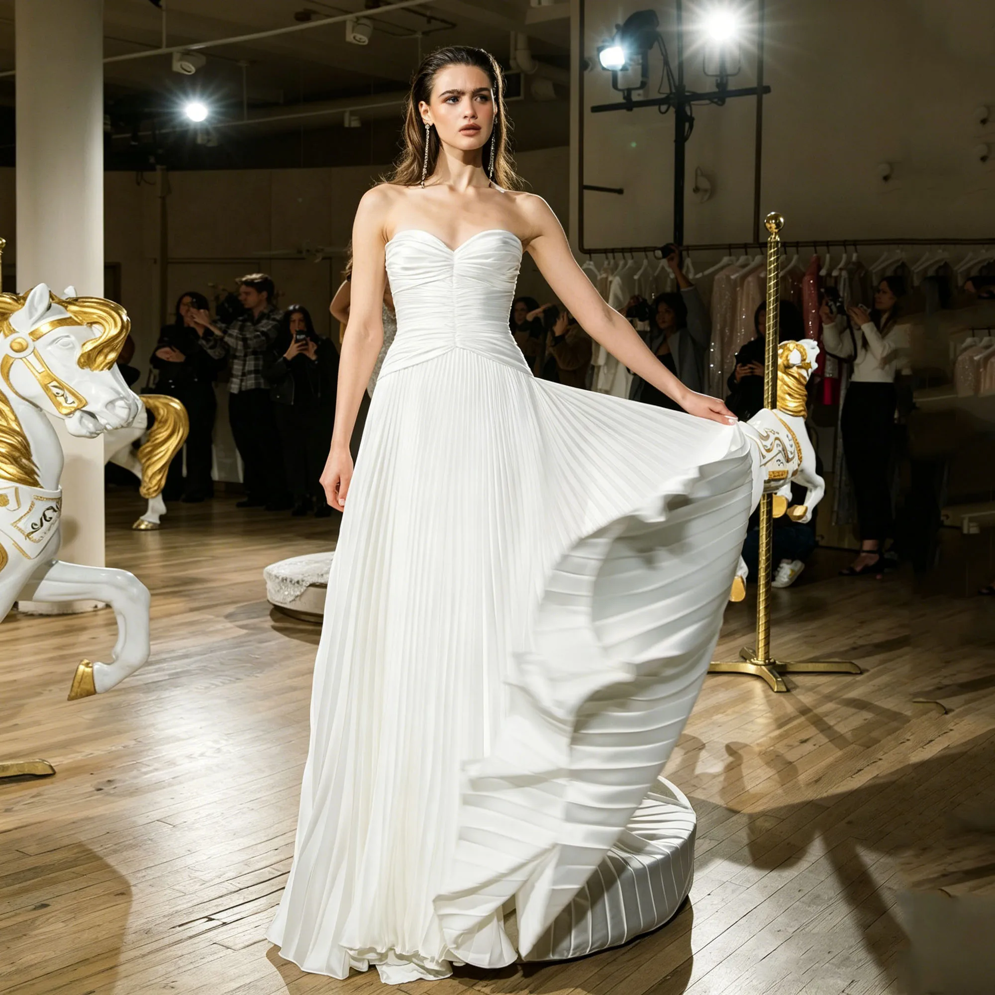

White Sweetheart Wedding Dresses Bride Sleeveless Sweep Train Elegant Bridal Gown 2026 Satin Pleated Wedding Gown Customized