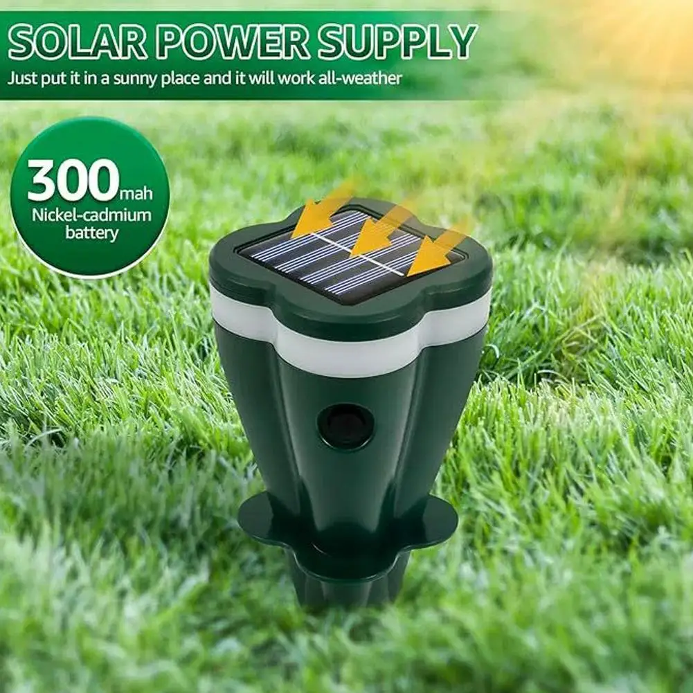 Solarbetriebener Tiervertreiber für Gärten, wasserdichtes Schallvibrationsgerät, Gartenmaus-, Vogel-, Fledermaus- und Tierabwehrmittel – Detail 5
