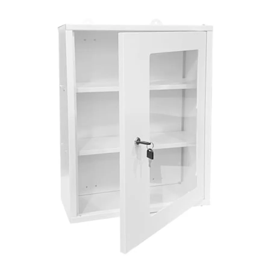 

Metal Wall First Aid Cabinet with Lock Medicine Box with Lockable Aacrylic Window Not Glass 2 Removable Shelves Included for Ki