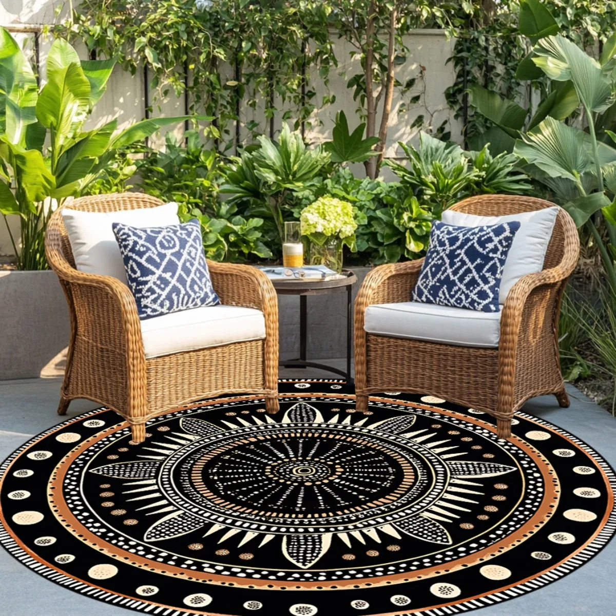 African Geometric Round Rug, D - đánh giá và giá Chair Mat Hard Floor