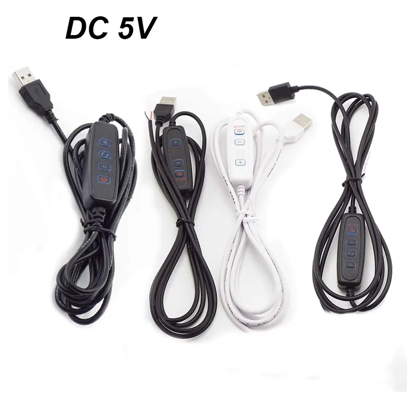 USB Port Power Supply Cable DC 5V 2pin 3pin Wire Extension Cord Line Color Control for LED Light Chips Dimmer Dimming