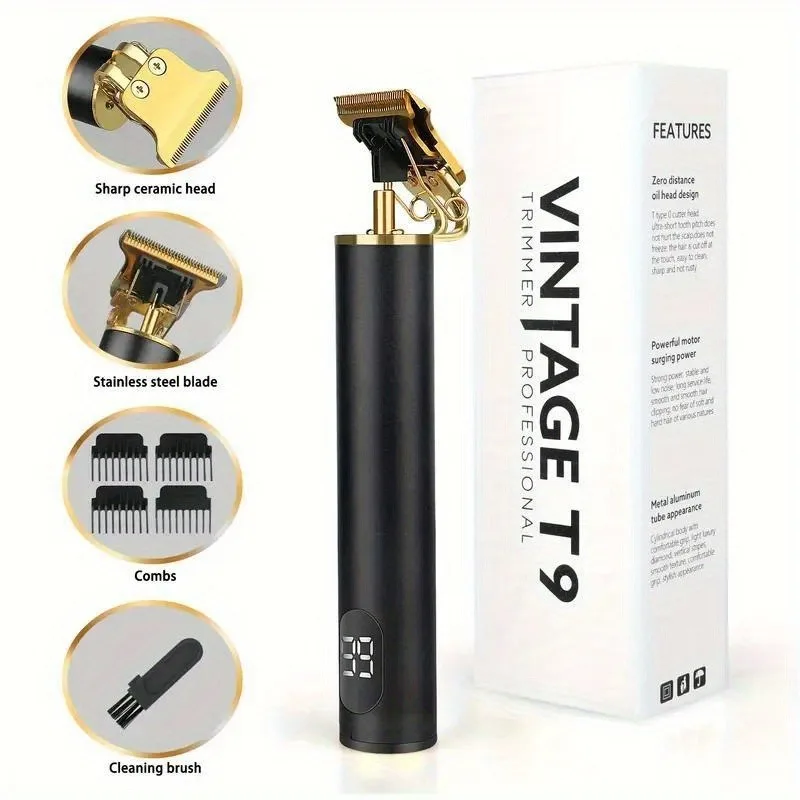 Alat Cukur Rambut Elektrik T9 USB Rechargeable Tanpa Kabel, Mesin Potong Rambut, Pencukur Jenggot, Kit Potong Rambut, Gunting Dorong Elektrik