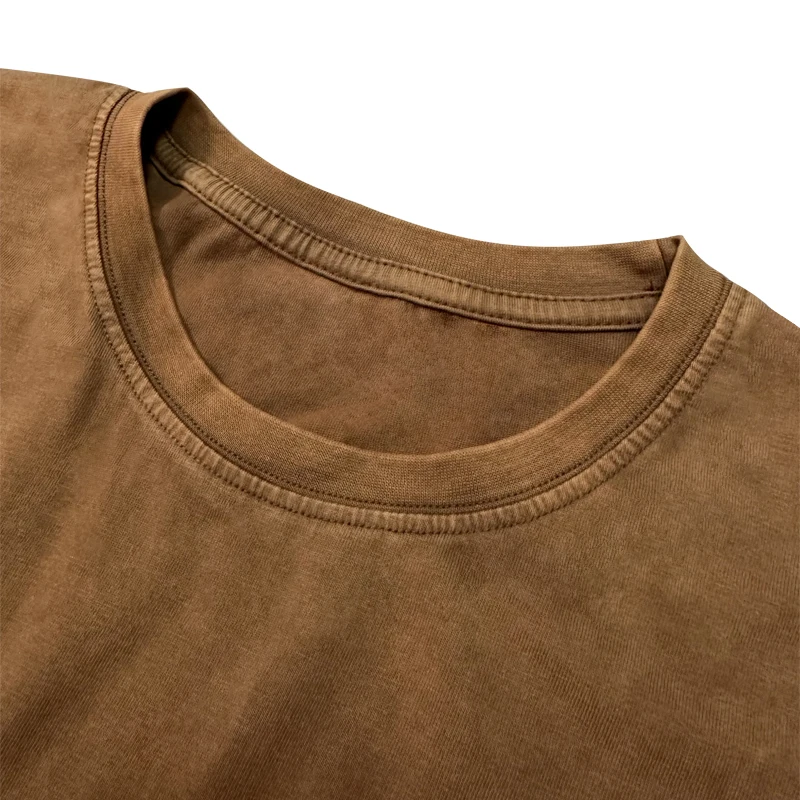 큰 사이즈 브라운 여성 반팔 티셔츠 워싱 및 디스트레스드 레트로 루즈 헤비 힙합 캐주얼 큰 사이즈 코튼 Y2K 탑