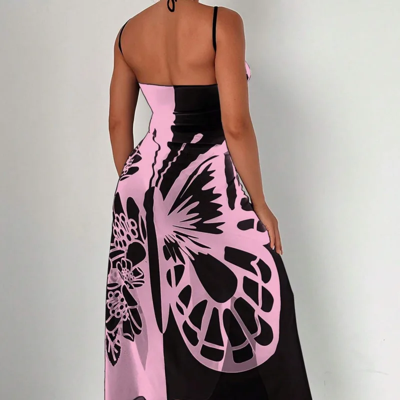 فستان شاطئ جديد على الوجهين على شكل فراشة ملونة مطبوعة فستان محمول للتستر للنساء لقضاء العطلات والترفيه قطعة واحدة فستان سترة