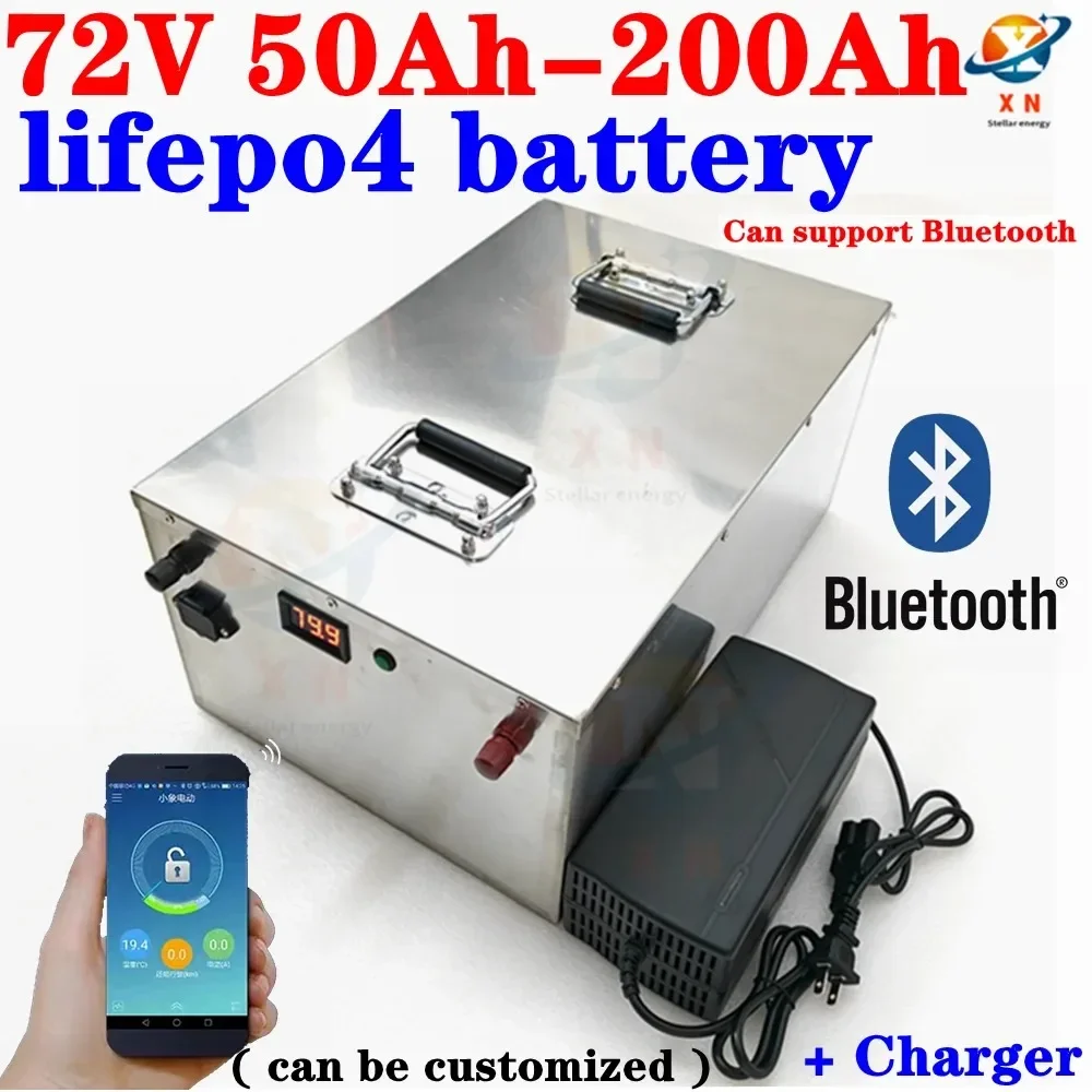 

Литиевый аккумулятор 80Ah 72V 100Ah 200Ah 120Ah 150Ah lifepo4 BMS глубокий цикл для скутера мотоцикла 7000W Инвертор + зарядное устройство 10A