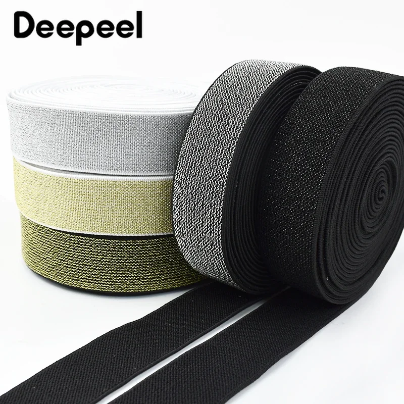 

2/5/10M 10-50mm Sewing Elastic Band Glitter Spandex Rubber WaistBelt Bands Gold Silver Soft Elastics Ribbon Tape Stretch Garment