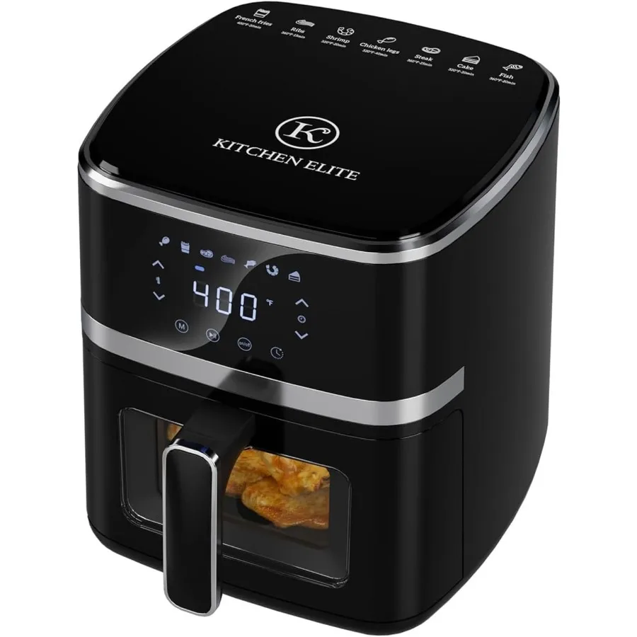 

Compact Digital Air Fryer Oven with Transparent Window for Efficient Cooking 7 Preset Programs for Versatile Meals Nonstick Bas