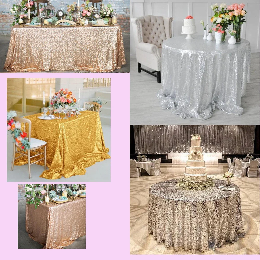 Sequin Tablecloth Glitter Round/Rectangular Table Cloth For Wedding Banquet Christmas Birthday Party Decor Home Tea Tablecloths