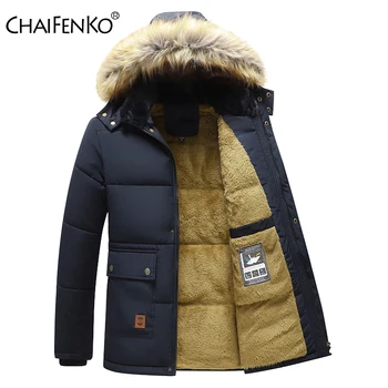 Men Winter New Windproof Fleece Warm Thick Jacket Parkas Coat Men Fashion Hooded Fur Collar Jacket Classic Casual Parka Men