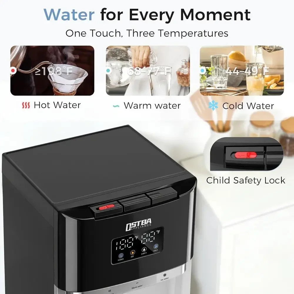 Stainless Steel Water Dispenser with Hot, Cold & Room Temp Options, LED Display, Child Safety Lock for Home & Office Use view 6