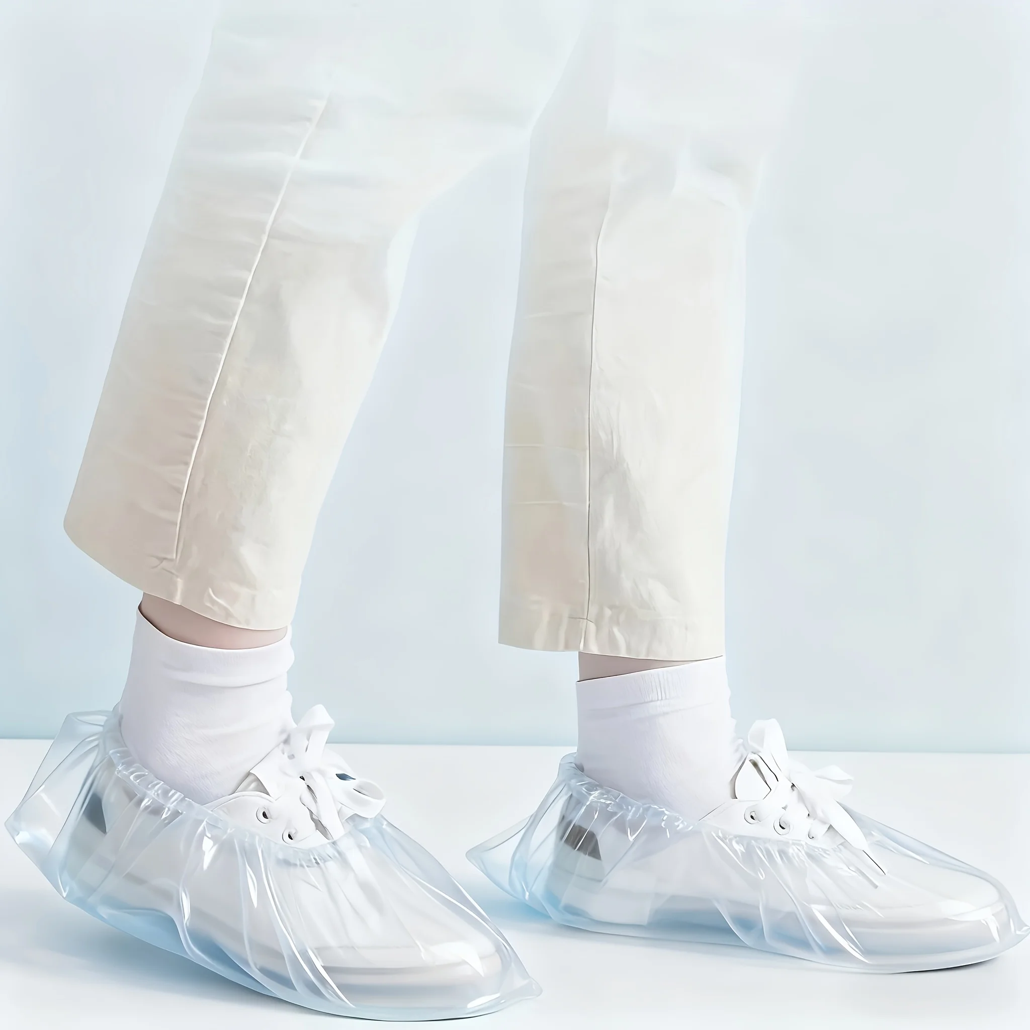 200 Stück Einweg-Schuhüberzüge aus Kunststoff, wasserdichte, staubdichte Stiefelüberzüge für Zuhause, Reinigung, regnerische Tage und Baustellen – Detail 4