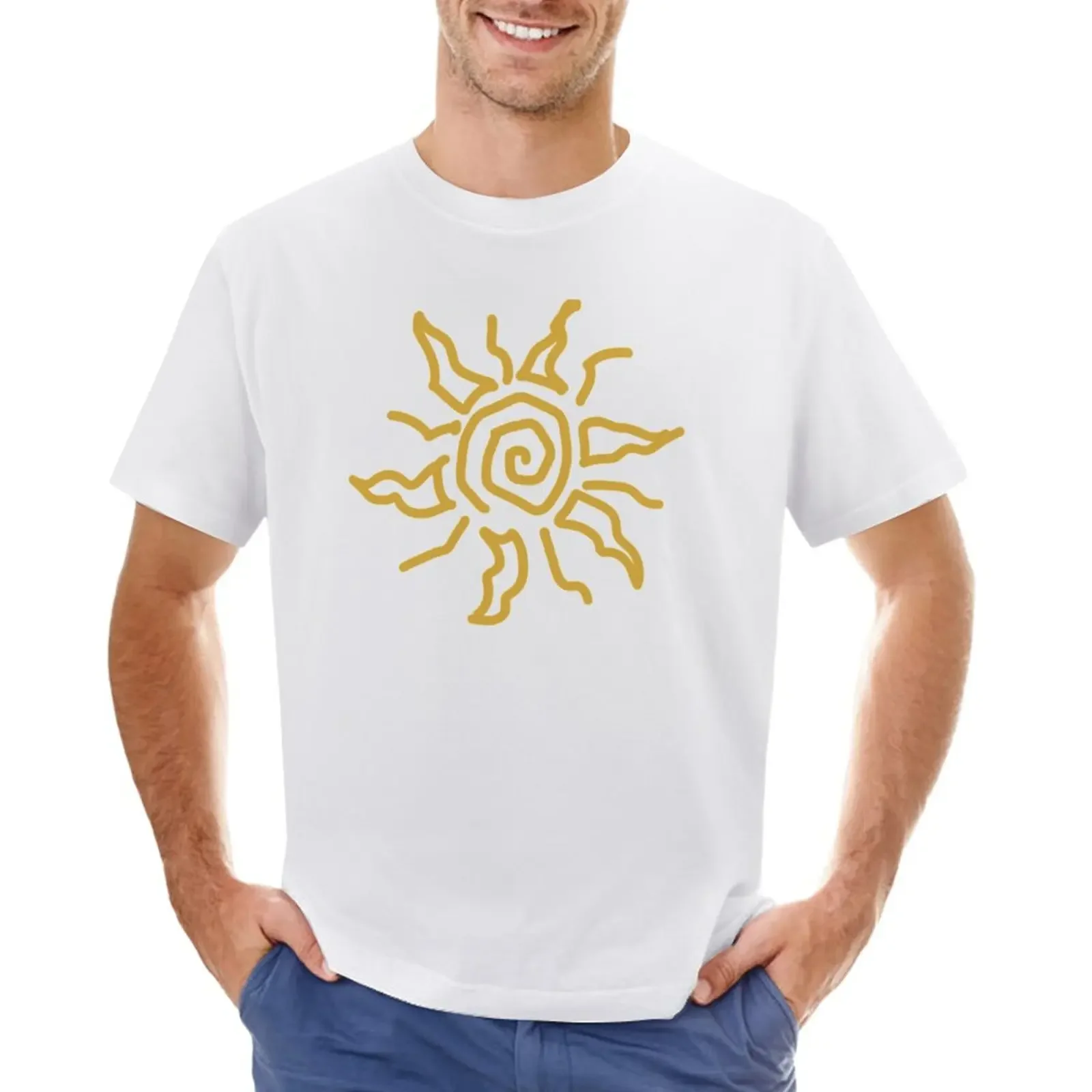 Squiggly Sun T-Shirt funnys plain graphics Men's clothing