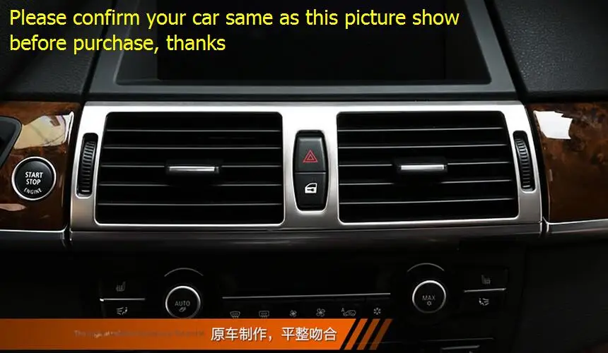 

Yimaautotrims For BMW X5 E70 2011 2012 Stainless Steel Central Air Outlet Vent Cover Interior Protection Kit Trim