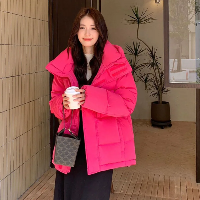 

2025 New Winter Fashion High Quality Women Down Jacket Female Parker Warm Hooded Thick White Goose Down Women's Down Jacket H330