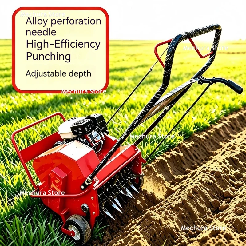 Lawn Aerator – Garden Maintenance Ventilation Spike Machine – Self-Propelled Soccer Field Turf Root Base Drilling Machine JT60