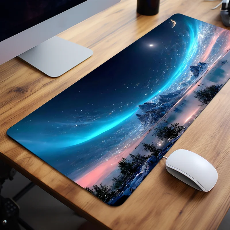 

Blue Starry Sky Large Game Mouse Pad Computer HD Desk Mat Keyboard Pad Natural Rubber Non-Slip Mousepad Gift for Friends